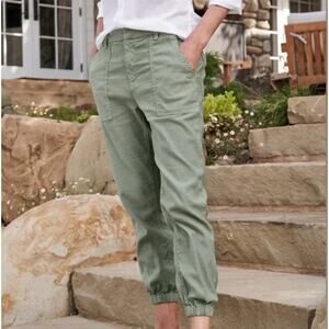 Frank & Eileen Jameson High Rise Linen Joggers Sage Utility Pants Sz 6